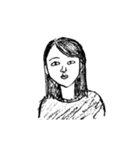 書道部の先輩にいそうな女の人（個別スタンプ：1）