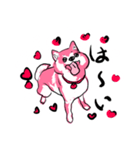しば犬 ピンク 桜 お花見 かわいいぶさかわ（個別スタンプ：4）
