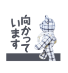 stuffed bear (checkered)（個別スタンプ：9）
