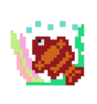 夏！ドットでお絵かき♪お魚ペッタン(挨拶)（個別スタンプ：36）