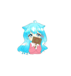 青い猫耳美少女スタンプ①（個別スタンプ：7）