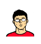 赤い服のメガネ男子（個別スタンプ：5）