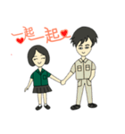 緑色の制服を着た幸せな女の子（個別スタンプ：13）
