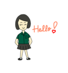 緑色の制服を着た幸せな女の子（個別スタンプ：22）