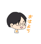 メガネ男子と金髪男子（個別スタンプ：1）