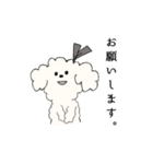 白黒のふわふわ犬（真面目）（個別スタンプ：1）