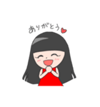赤い服のぱっつん女子（個別スタンプ：1）