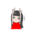 赤い服のぱっつん女子（個別スタンプ：12）