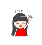 赤い服のぱっつん女子（個別スタンプ：19）