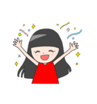 赤い服のぱっつん女子（個別スタンプ：21）