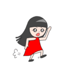 赤い服のぱっつん女子（個別スタンプ：34）