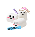 【食べ物かわいい】マシュマロ3個スタンプ☻（個別スタンプ：3）