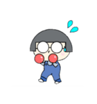 おかっぱメガネっ子（個別スタンプ：1）