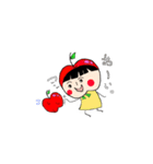 小さな女の子にいろんな果物を与えいます（個別スタンプ：1）