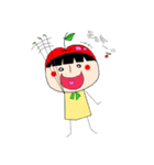 小さな女の子にいろんな果物を与えいます（個別スタンプ：16）