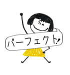 クレヨン手描きSIMPLEおんなのこ＊えいご？（個別スタンプ：27）