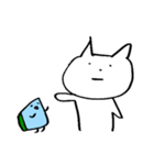 青いスポンジ と 白いねこ（個別スタンプ：3）