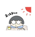 おかっぱメガネっ子 #1（個別スタンプ：1）