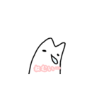 ネガティブ白いネコ（個別スタンプ：3）