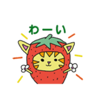 ゆるかわいいイチゴ猫のほのぼの日常系（個別スタンプ：9）