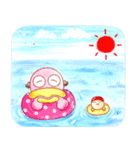 カルボンとナーラ 夏の水彩画スタンプ♬（個別スタンプ：3）