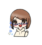 眼鏡の女の子のスタンプ（個別スタンプ：3）