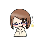 眼鏡の女の子のスタンプ（個別スタンプ：17）