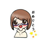 眼鏡の女の子のスタンプ（個別スタンプ：22）