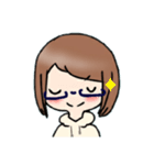 眼鏡の女の子のスタンプ（個別スタンプ：34）