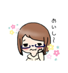 眼鏡の女の子のスタンプ（個別スタンプ：37）