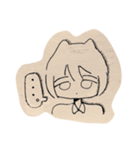 シンプルガールと溶けてる猫（個別スタンプ：1）