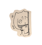 シンプルガールと溶けてる猫（個別スタンプ：3）