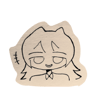 シンプルガールと溶けてる猫（個別スタンプ：8）