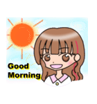 女の子のスタンプ(挨拶とか)（個別スタンプ：1）