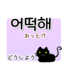 毎日使える韓国語スタンプ かわいい黒猫（個別スタンプ：3）