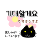 毎日使える韓国語スタンプ かわいい黒猫（個別スタンプ：17）