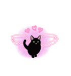 シンプル黒猫☆天使のはね▷毎日使える言葉（個別スタンプ：3）