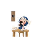 ブルータオル#1【母】動く名前スタンプ（個別スタンプ：22）