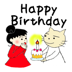 [LINEスタンプ] ねこさんと女の子