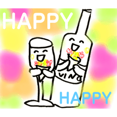 [LINEスタンプ] HAPPY VINO ワインちゃん