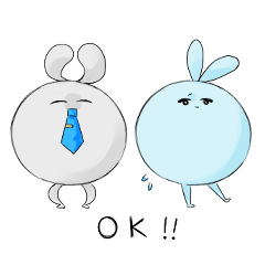 [LINEスタンプ] 困りウサギと元気なウサギ