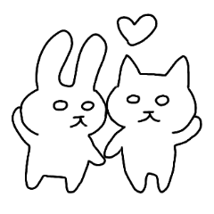 [LINEスタンプ] 白目のネコとウサギ2