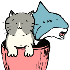 サメネコ・猫と鮫のスタンプ