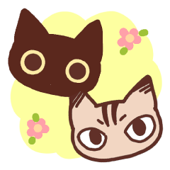 [LINEスタンプ] 黒ねこさんとキジトラのねこさん