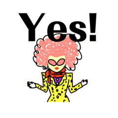[LINEスタンプ] ピンクアフロ