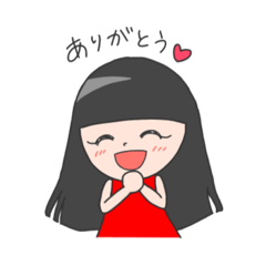 [LINEスタンプ] 赤い服のぱっつん女子 