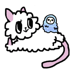 [LINEスタンプ] ふくろう ねこ