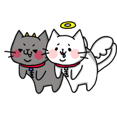 [LINEスタンプ] 黑豆白豆＿天使にゃと悪魔にゃ