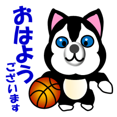 [LINEスタンプ] ハスキー犬のバスケットボール