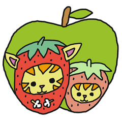 [LINEスタンプ] ゆるかわいいイチゴ猫のほのぼの日常系の画像（メイン）